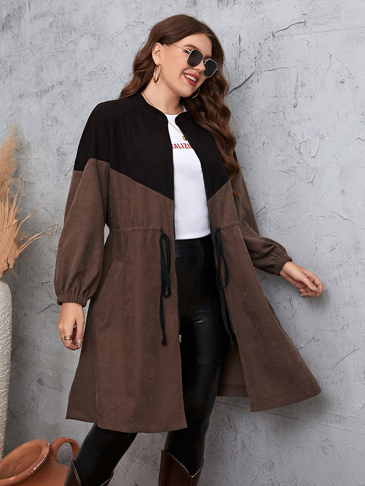 Trench-coat bicolore à épaules tombantes couleur miel