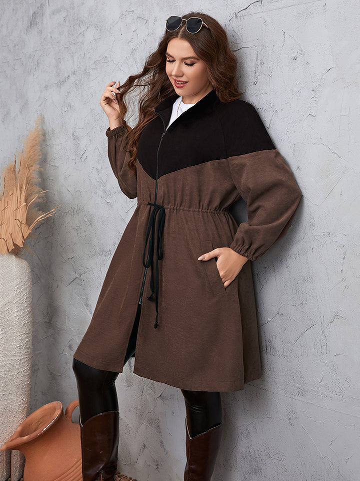 Trench-coat bicolore à épaules tombantes couleur miel