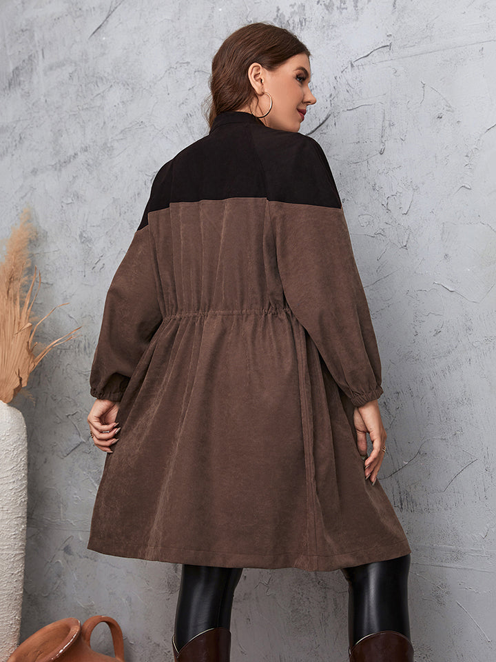 Trench-coat bicolore à épaules tombantes couleur miel