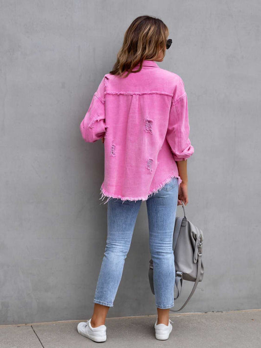 Veste en jean à épaules tombantes effet vieilli