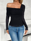 Ruched Asymmetrical Long Sleeve T-Shirt