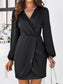 Ruched Surplice Long Sleeve Mini Dress