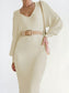 Perfee Tied Long Sleeve Wrap Sweater Dress