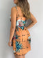 Tropical Print V-Neck Wrap Summer Dress