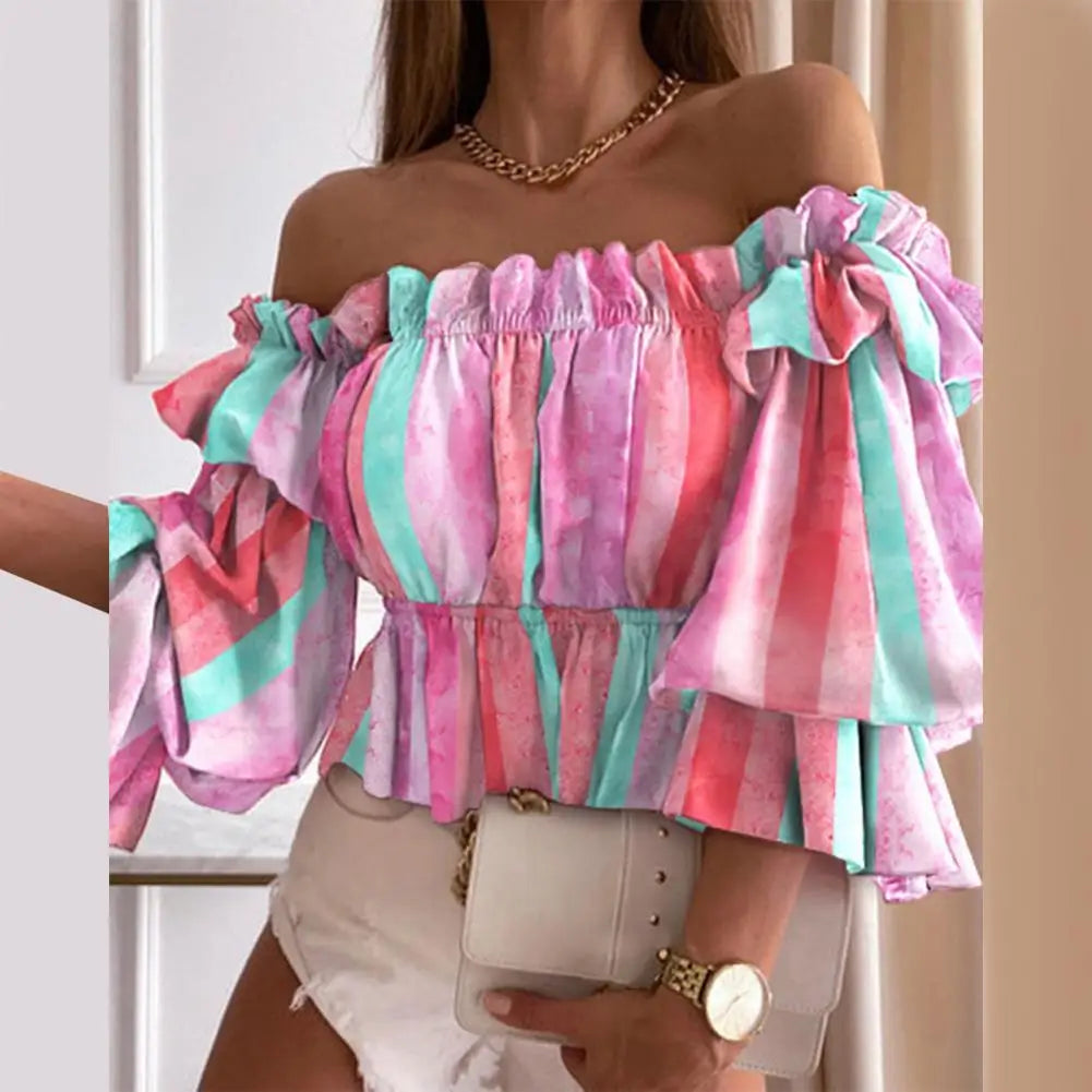 Colorful Off Shoulder Blouse