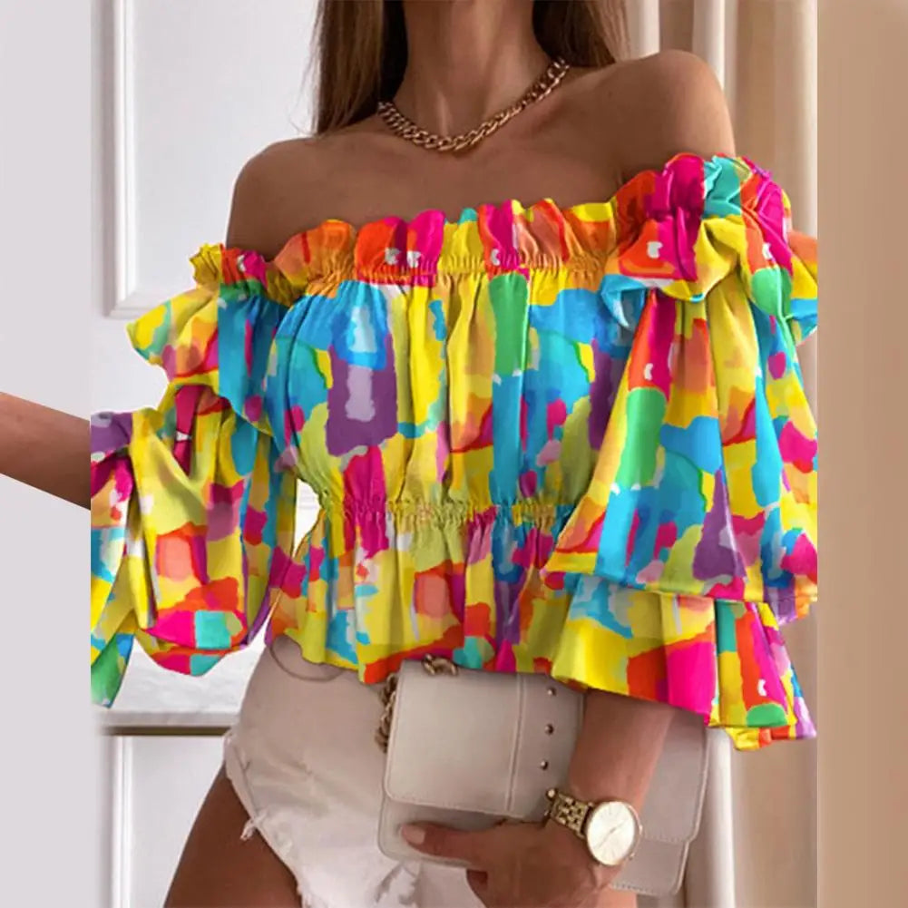 Colorful Off Shoulder Blouse