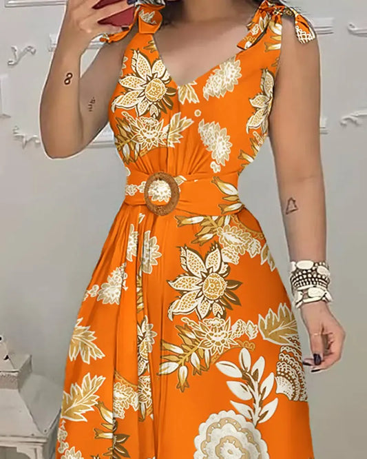 Summer V-Neck Floral Print Dress