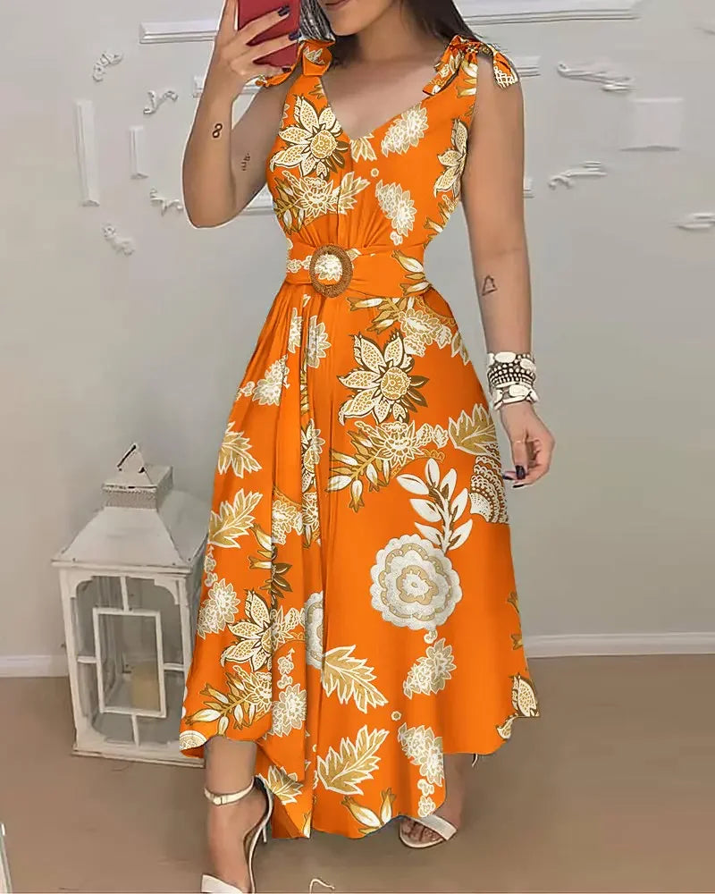 Summer V-Neck Floral Print Dress